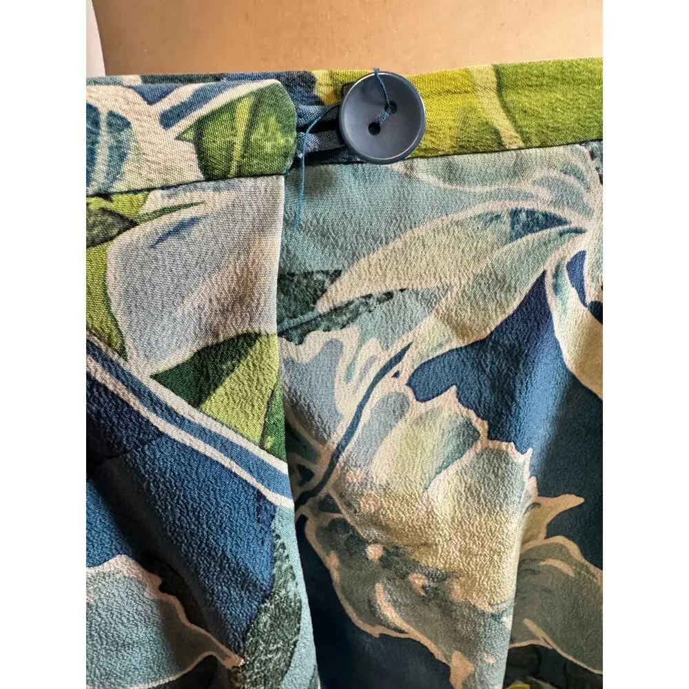 Vintage Nygard Skirt Blue Lime Green Tropical Floral Print Size: 14